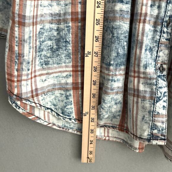 Soft Surroundings 100% Cotton Plaid Long Tunic Top with Pockets Blue & Orange XL - Picture 11 of 13